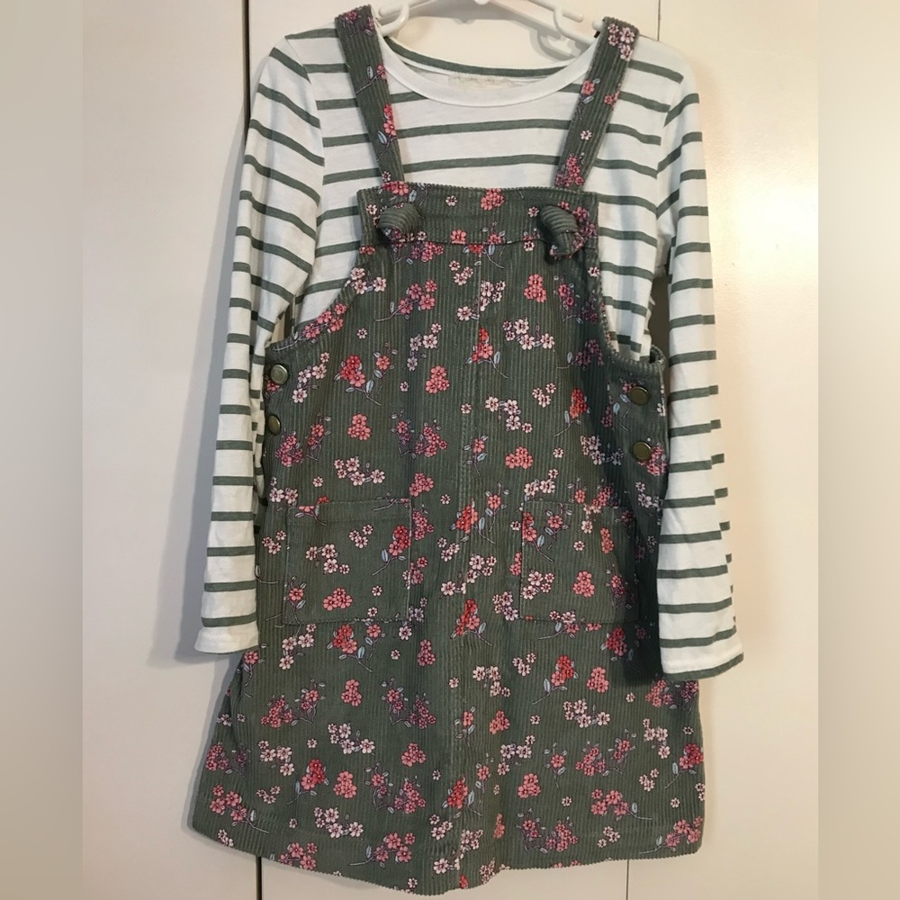 Girls green jumper with top set